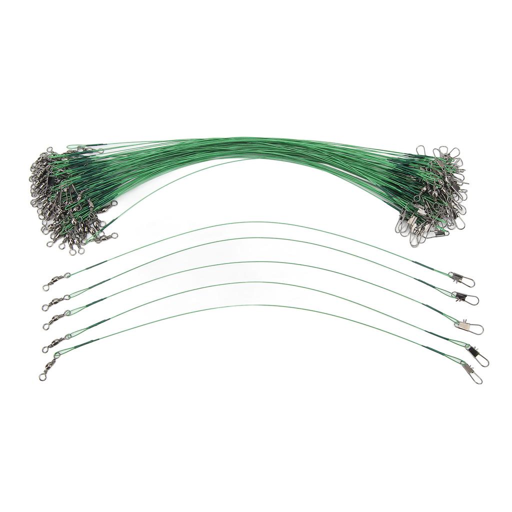100 szt. Krętliki z przyponem wędkarskim z agrafką Antykorozyjny przypon z twardego drutu stalowego na wodę słoną 25 cm 9,8 cala