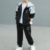 Tuta da bambino a blocchi di colore per bambini, felpa con cappuccio, cerniera, giacca, pantaloni, abito casual, abbigliamento per bambini per la primavera autunno