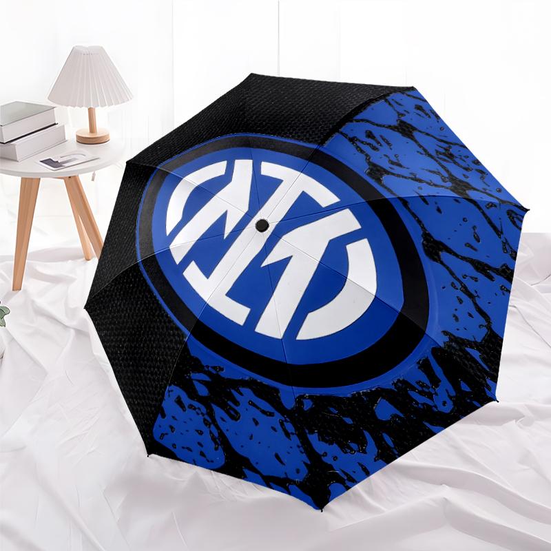 1pc I-Internazionale Milano (2) Umbrella, Sun Protection, And UV Shielding. It Has Eight Sturdy Ribs for Outdoor Use And Perfect As a Holiday Gift