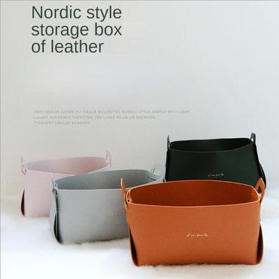 Nordic Ins Schrank Veranda Schlüssel Kosmetik Desktop Große Lagerung Box Korb PU Leder Ornamente Snacks Hause Kreativität