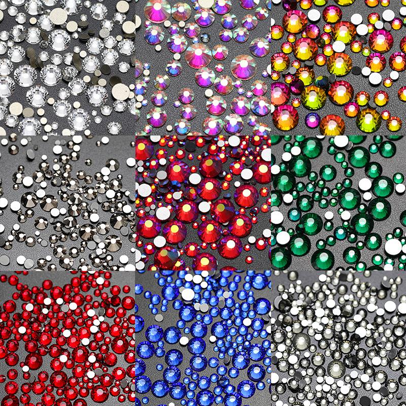Crystal Ab Mixed Size Ss3-ss20 Bulk Package Non Hotfix Rhinestones Flat Back Rhinestones for Nail Art