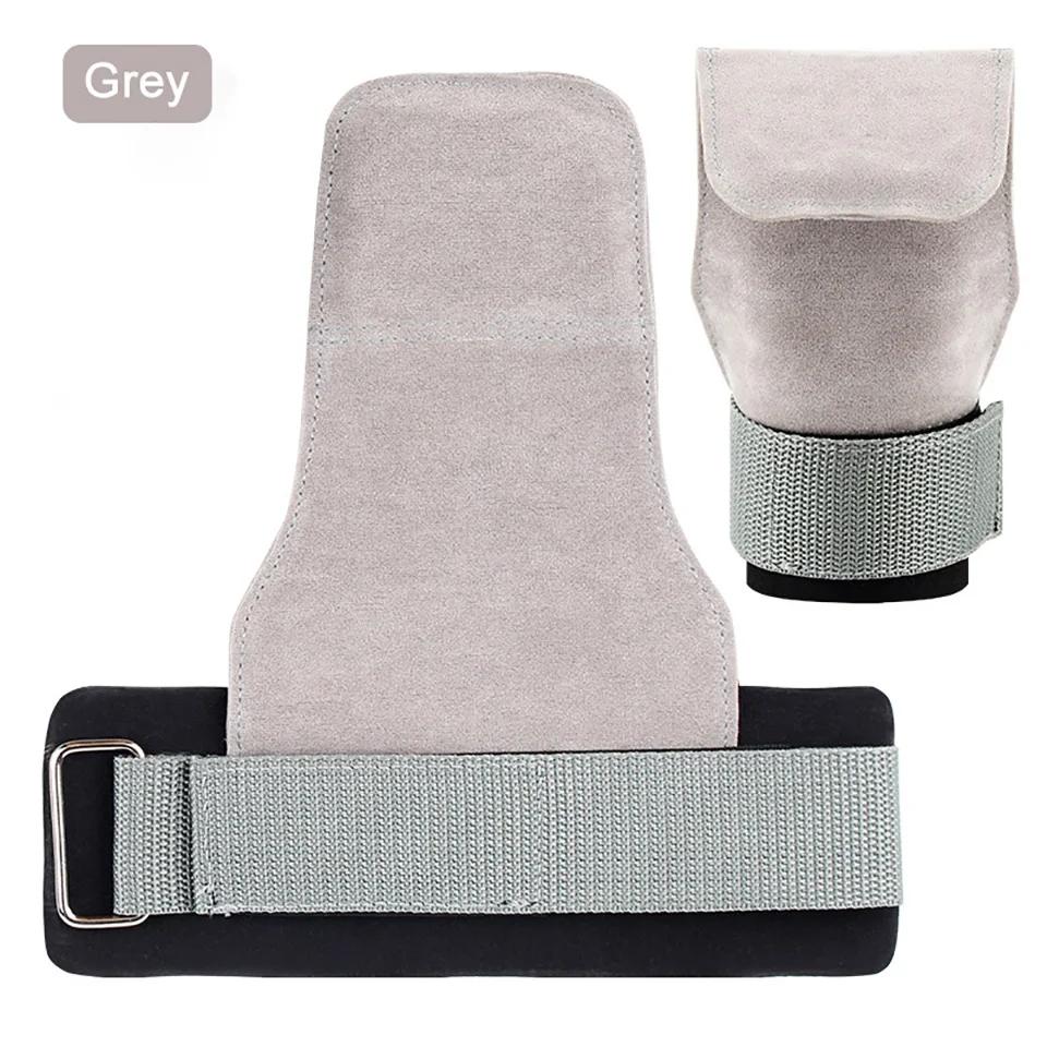 Loogdeel 1Pcs Cowhide Gym Gloves Anti Slip Weight Lifting Workout Fitness Palm Protection серый