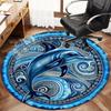 Wave Dolphin Round Rug Nonslip Area Rug Office Chair Mat Carpet For Living Room Bedroom Home Decor