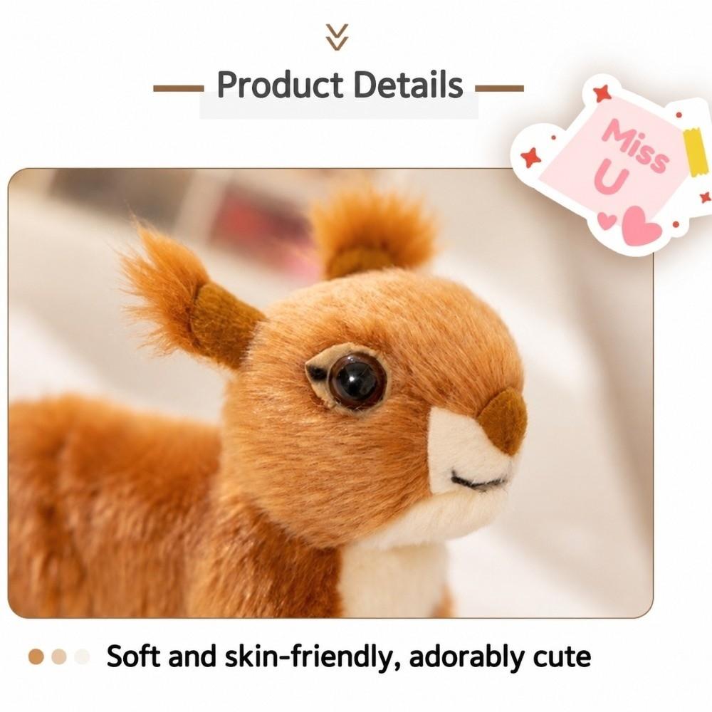 16cm Stuffed Squirrel Doll Soft Animal Plush Doll Lovely Squirrel Plush Toy  Zoo Souvenir