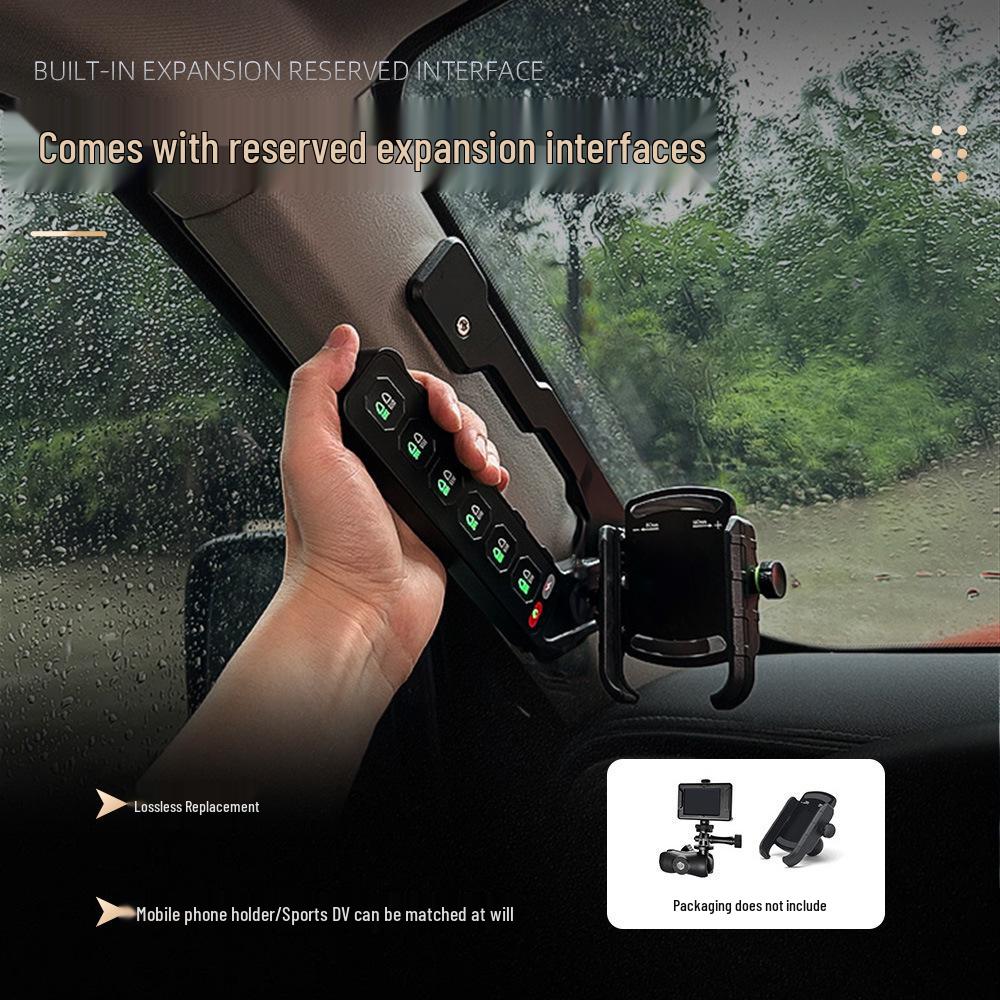 Tank 300 Off-Road Mod: A-Pillar Grab Handle with High-Power LED Spotlight, Wireless Strobe, and Remote Control.