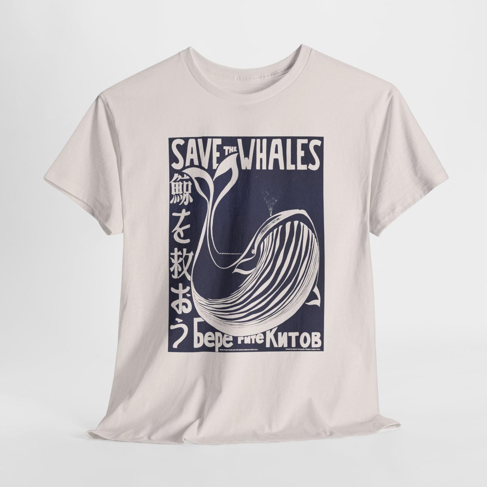 

Save the Whales, Text in English, Japanese Russia, Unisex Cotton T-Shirt Mens Womens Tees Top Tee S
