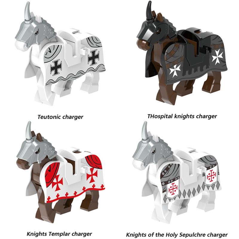 Military Building Blocks Solider Knights Figures Gifts Equipments Accessories Mount Medieval Ancient Warhorse Saddle Horse Rope