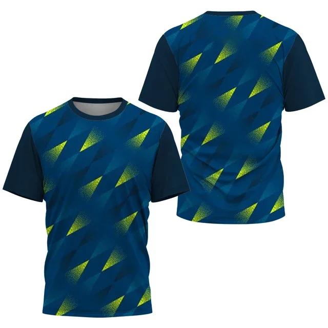 Fashion Gradient Stripe Print T Shirt For Men Badminton Table Tennis Training Clothing Summer Tops Casual O-neck Sports T-Shirts