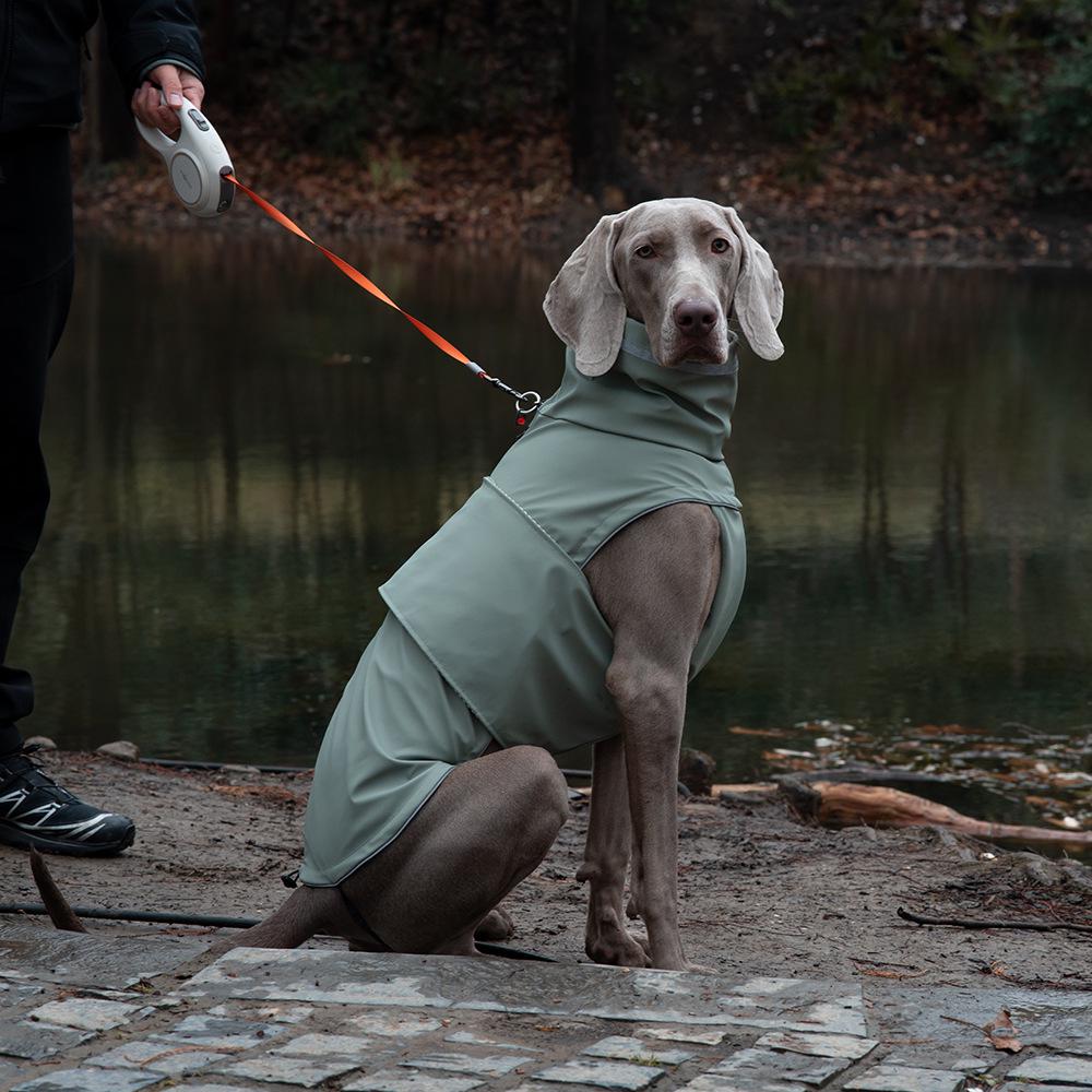 

Spring Waterproof High Collar Dog Raincoat - Dustproof Pet Shell Jacket XS зелёный