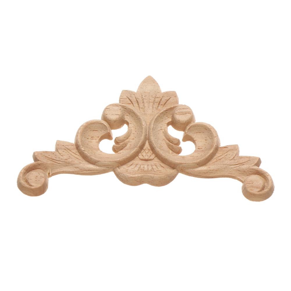 Floral Wall Door Decoration Furniture Parts Woodcarving Decorative wooden Figurines Crafts Corner Appliques Frame Wood Carved