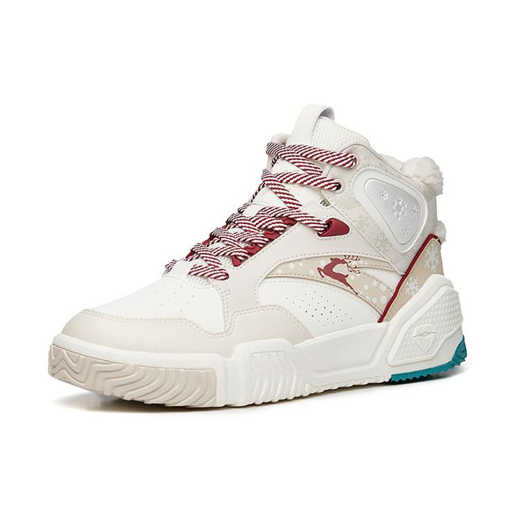 Anta Flame Slip Resistant Mid top Skateboard Shoes Men's White Gray 112238090R-4