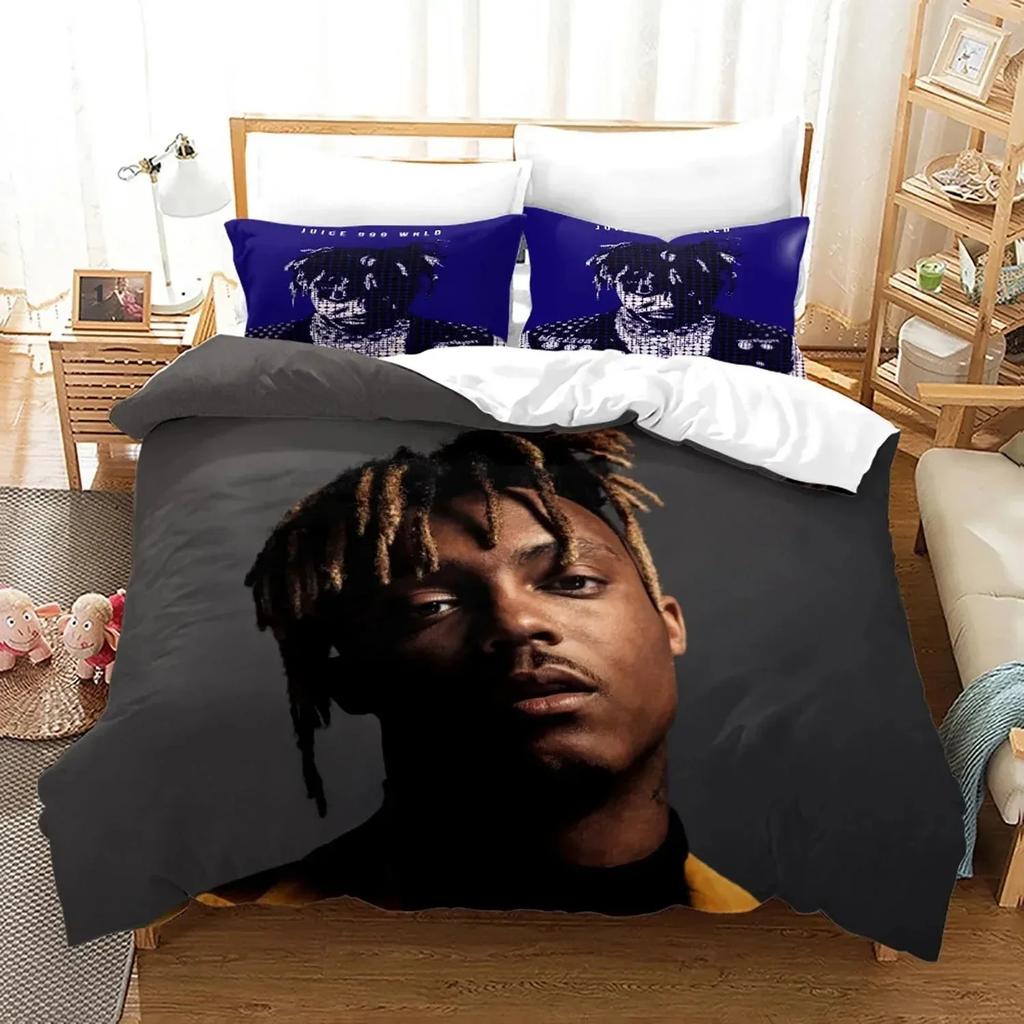 Nová posteľná súprava Juice Wrld Jednolôžková Twin Plná Queen King Size Hviezdy Juice Wrld Posteľná súprava Aldult Dieťa Spálňa Súpravy obliečky na paplón 3D 018