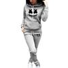 New Autumn and Winter European and American New Sports and Leisure Printing Pullover Hooded Sweater Sweatpants Set Sweater Plus Trousers