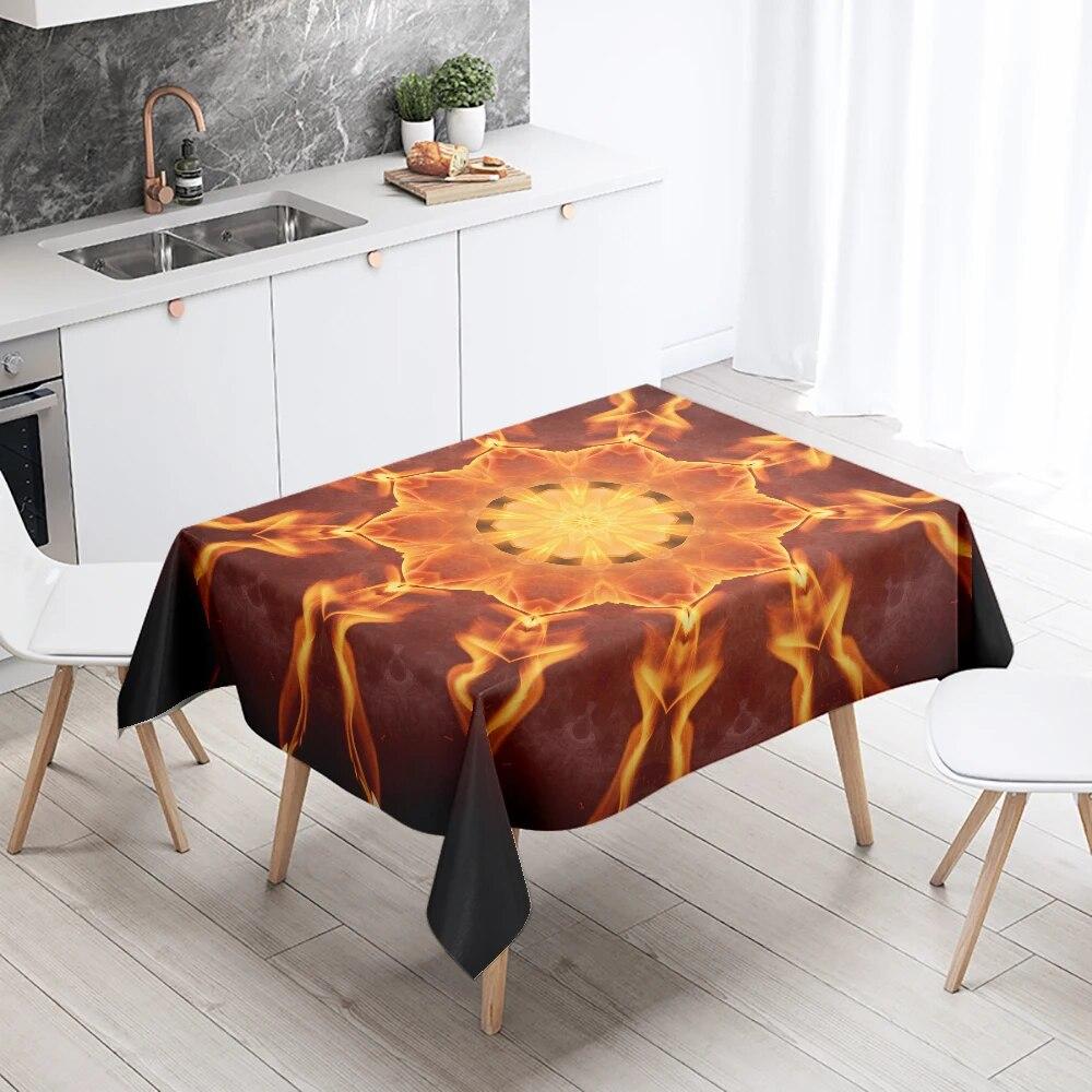 Waterproof Mandala Printed Tablecloth Wedding Party Restaurant Decoration Rectangle  Kitchen Table