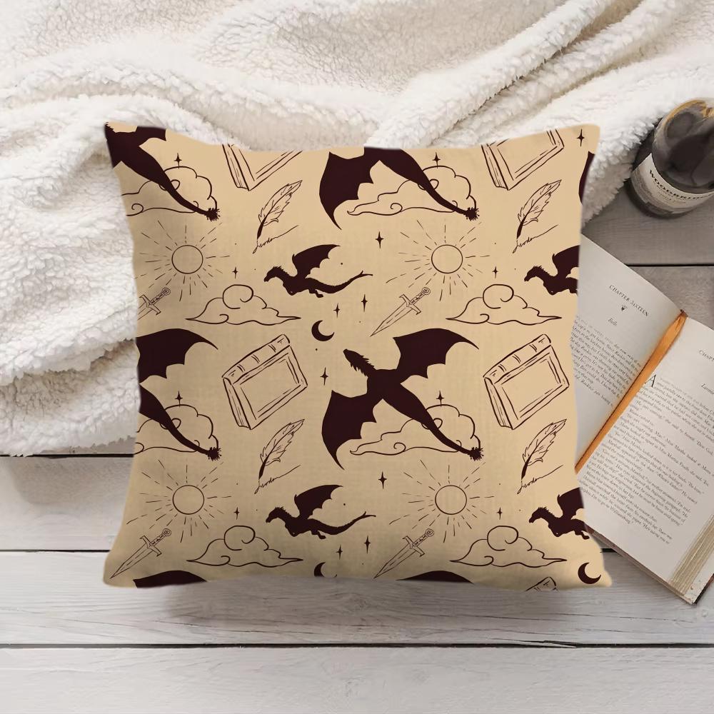 Fourth WWing Dragon Cushion Cover Silky Short Plush Invisible Zipper Dustproof Sofa Pillow Case for Home Decor