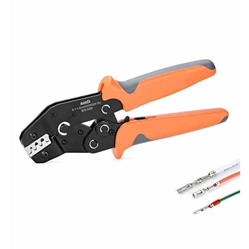 IWISS SN-025 Precision Simultaneous Crimping Pliers, Ratchet Type, for QI and DuPont Connectors, 0.1-1.0mm? Small and Medium Terminals
