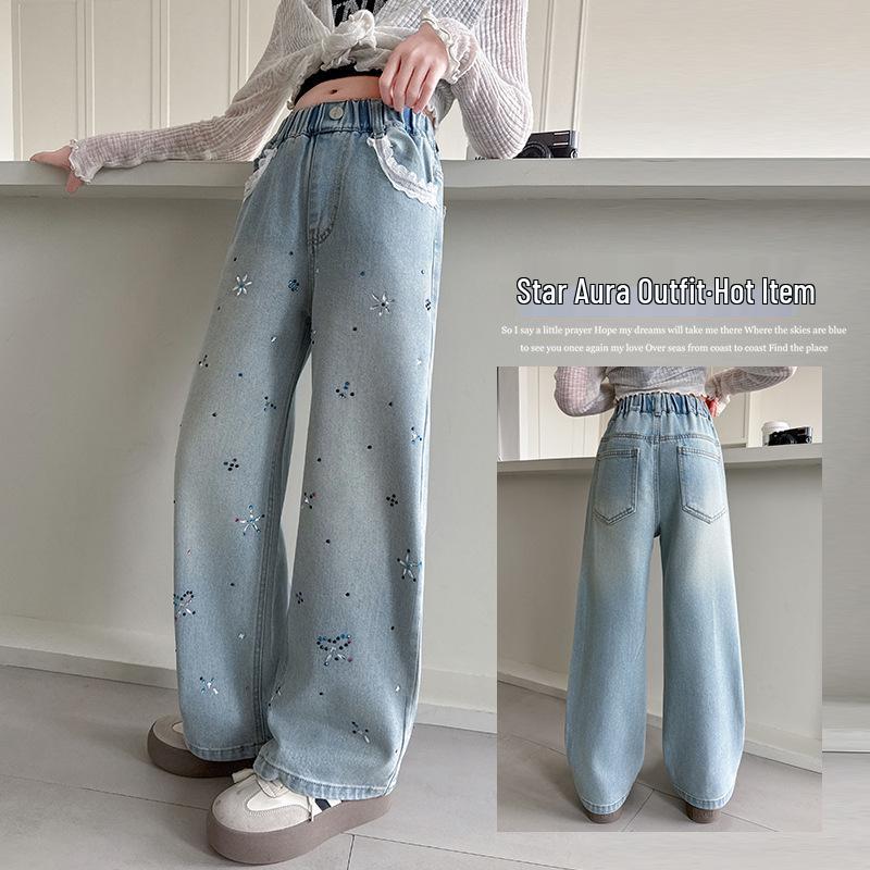 Girls' Wide-Leg Jeans - Summer/Autumn 2025 Style for Big Kids & Middle Schoolers