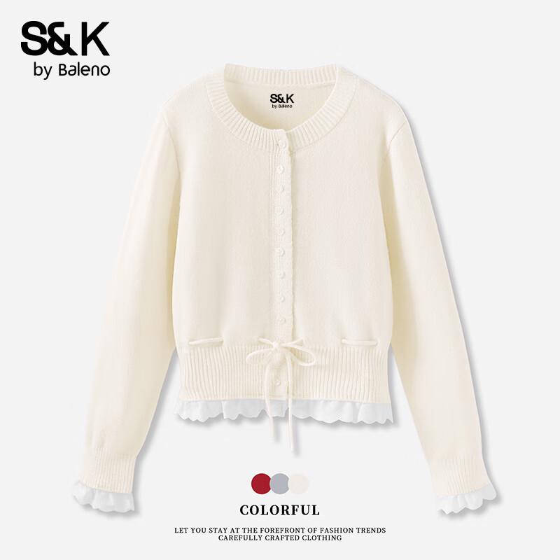 

Baleno Women s S&K Ruffled Short Knit Cardigan L