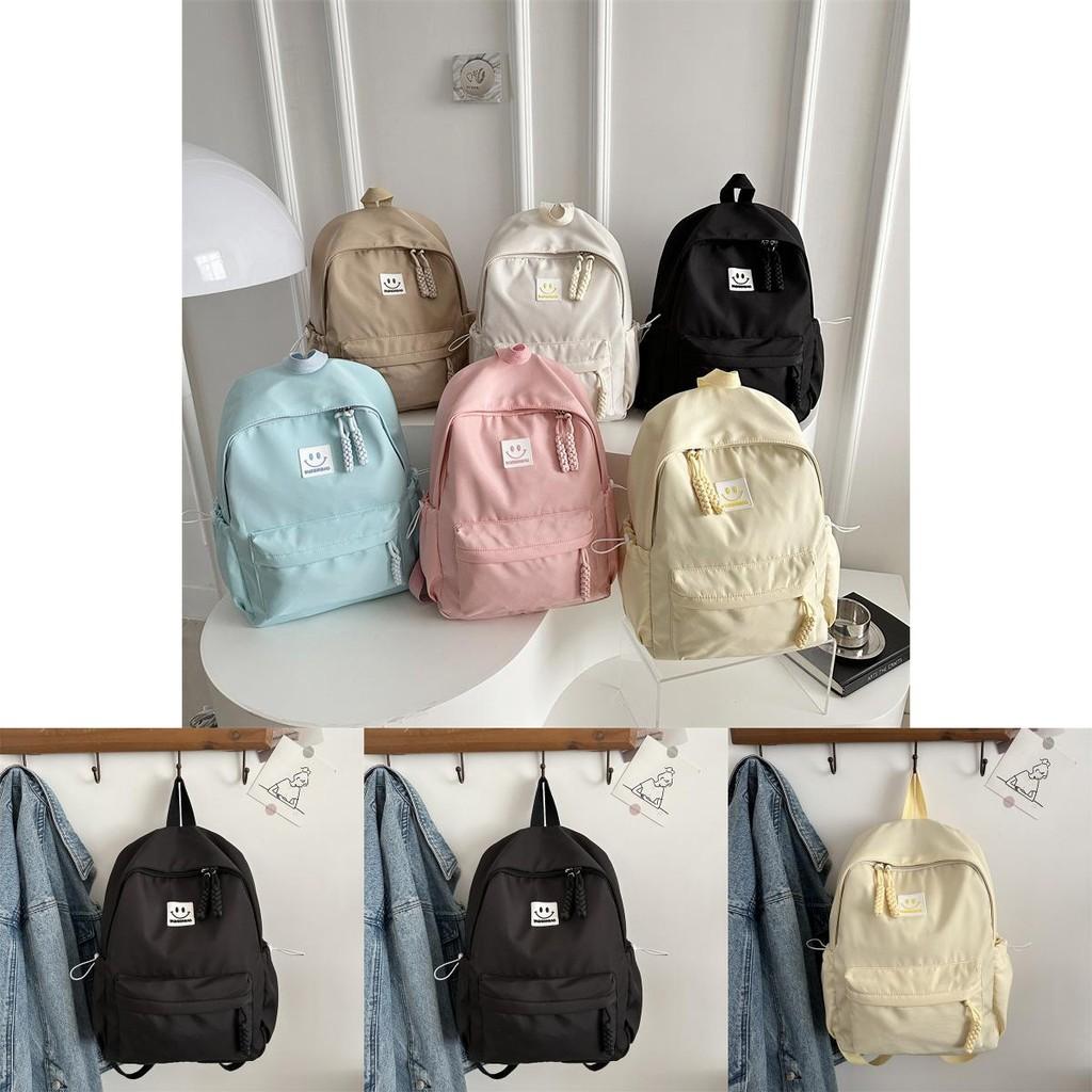 Smiling Face Pattern Backpack For Women With Zipper Closure And Interior Pockets For Daily Commute