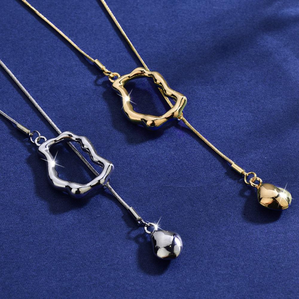 Fashion Simple Geometric Tassels Pull Adjustable Stainless Steel Long Necklace for Women Clothes Collar Jewelry Accessory Gifts