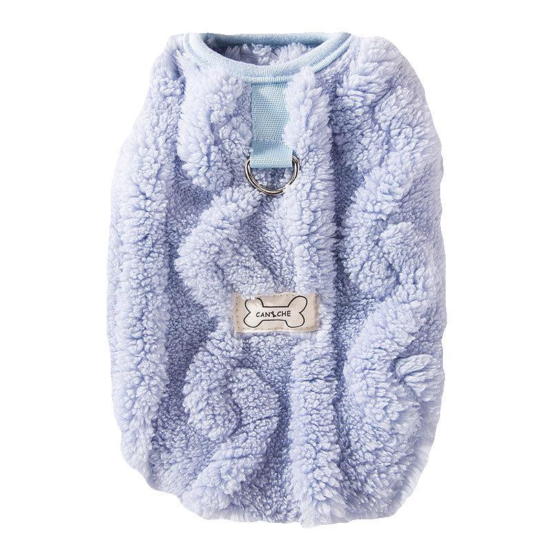Autumn and Winter Cat Simple Twist Traction Vest Fleece Coat Hairless Cat Warm Thickened Small Dog Pet Cat Clothes