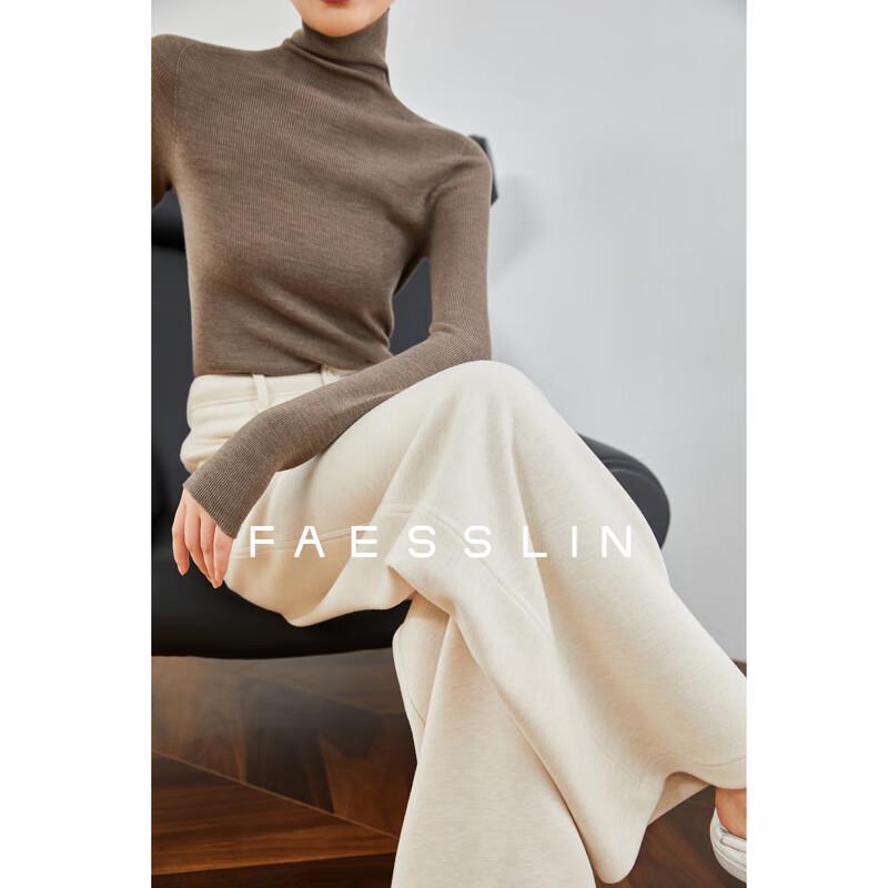 

FAESSLIN Женские утолщенные брюки из смесовой шерсти с высокой талией и широкими штанинами L