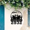 Metal Swan Wall Art Personalized Family Name Sign Engraved House Number Indoor Outdoor Home Decor