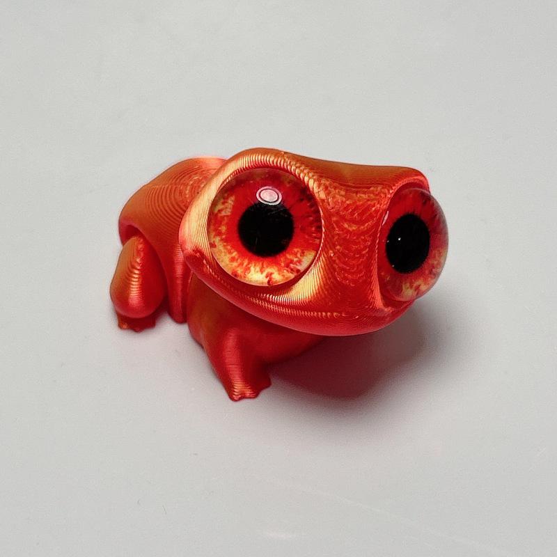 3D Printed Big-Eyed Gecko Frog Ornament – Cute Jointed Mini Frog Toy Gift