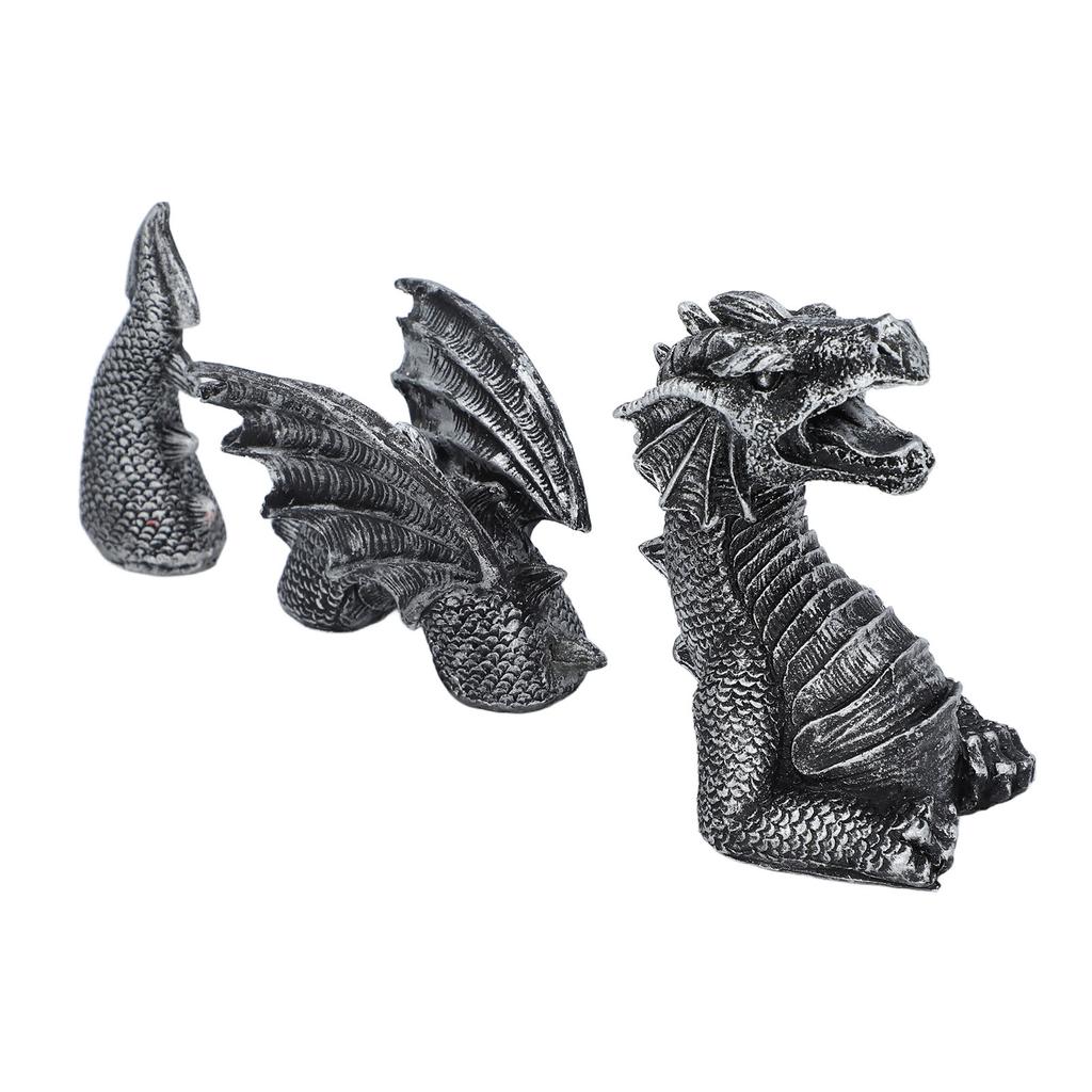 Dragon Statue 3 Part Waterproof Resin Lifelike Decorative Dragon Sculpture Ornament for Desk Fish