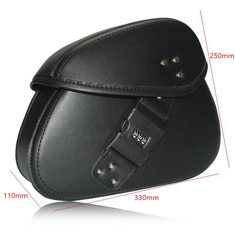 1 Pair Motorcycle Saddlebag PU Leather Side Bags Universal Storage Organizer Pouches Waterproof with Combination Lock