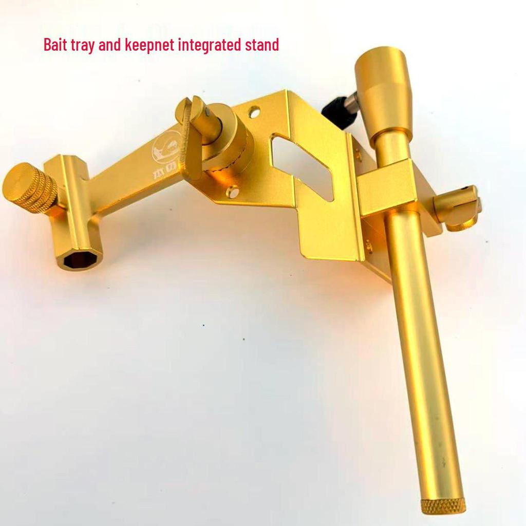 Aluminum Fishing Box Accessory Set: Rod, Net, Bait Tray, Umbrella Holders - 6 Piece