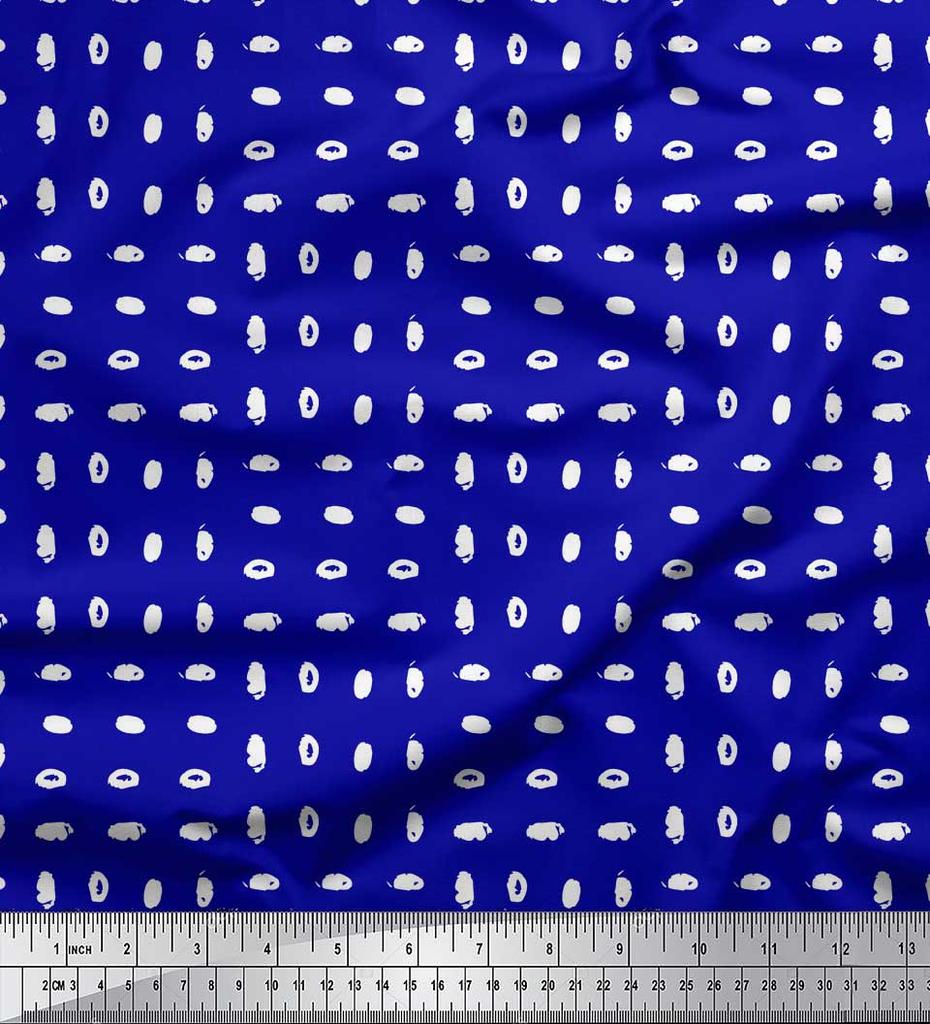 Soimoi Gray Japan Crepe Satin Fabric Brush Stroke Abstract Print Fabric by the Metre 42 Inch