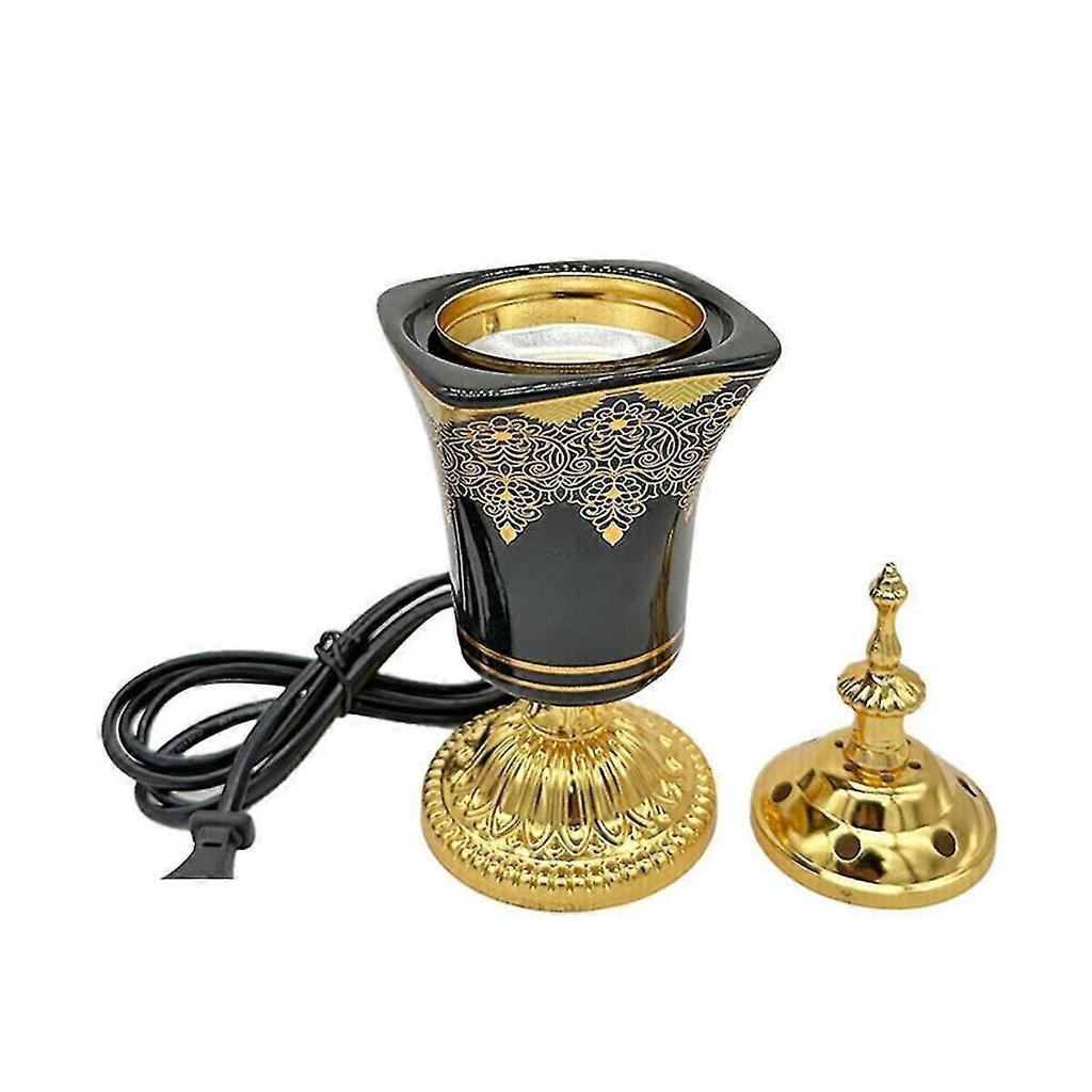 Brûleur d'encens électrique Porte-encens Oliban Brûleur d'encensoir arabe vintage Ornement pour la maison, le bureau, le yoga, le spa Prise UE