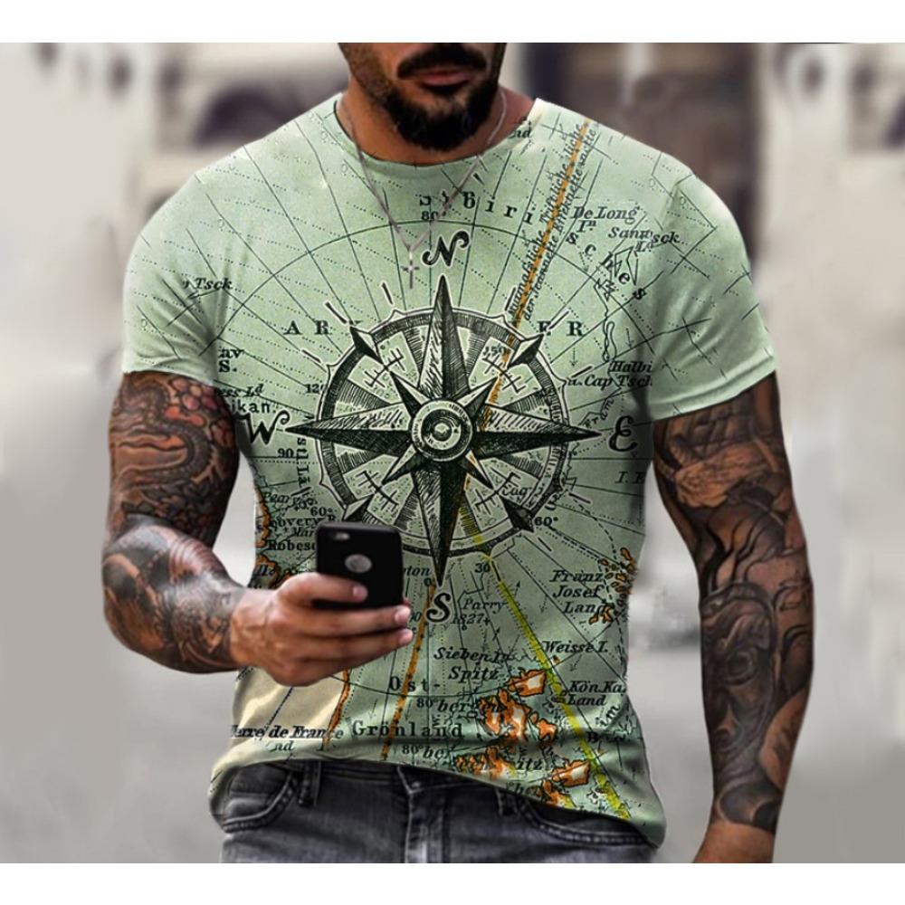 Men's Summer Fashion Lion T-shirt Men's Casual Breathable Short Sleeve Round Neck Printed Street Personalized Top
