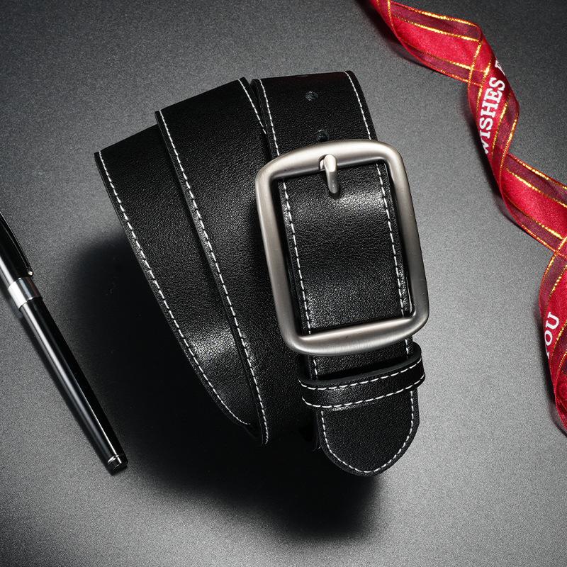 Men's Genuine Leather Belt Young Men's Pin Buckle Casual Cowhide Belt Men's Middle Aged and Young Fashionable Versatile Business Belt Men