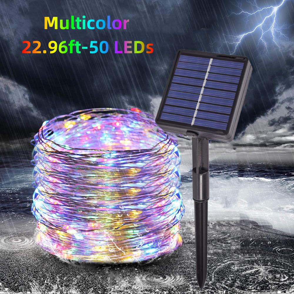 1Pack, 5M/10M/20M/30M LED Solar Outdoor Fairy String Lights With 8 Modes For Wedding, Party, Balcony, Patio, Eave, Tree, Garden, Christmas Decoration
