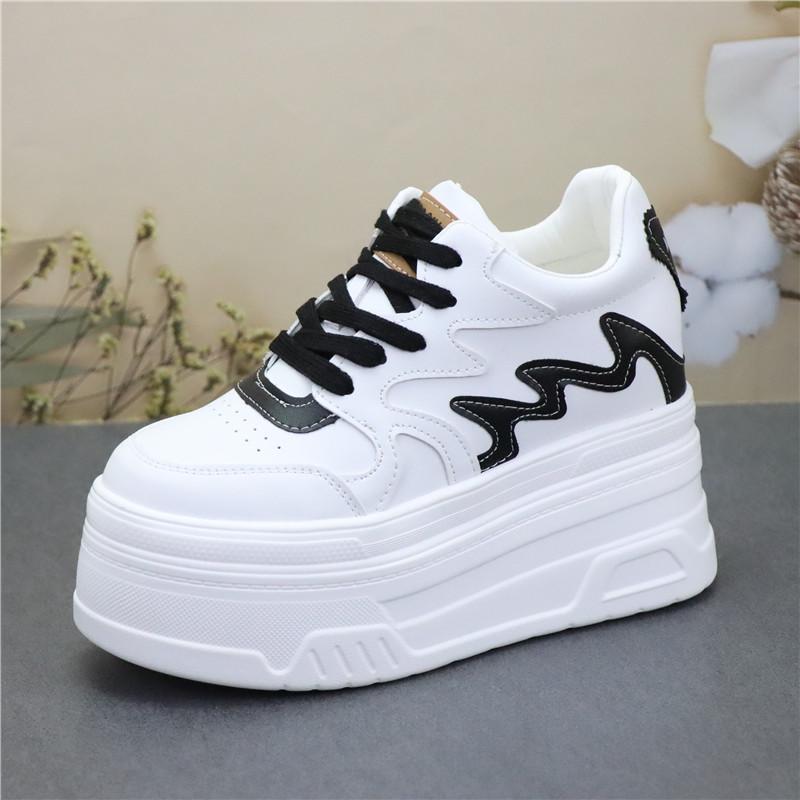 Fashion 10CM Thick Soled Women's Vulcanize Shoes Retro Platform Ladies Leisure Sneakers 12CM High Wedges Chunky Female Footwear 34-39