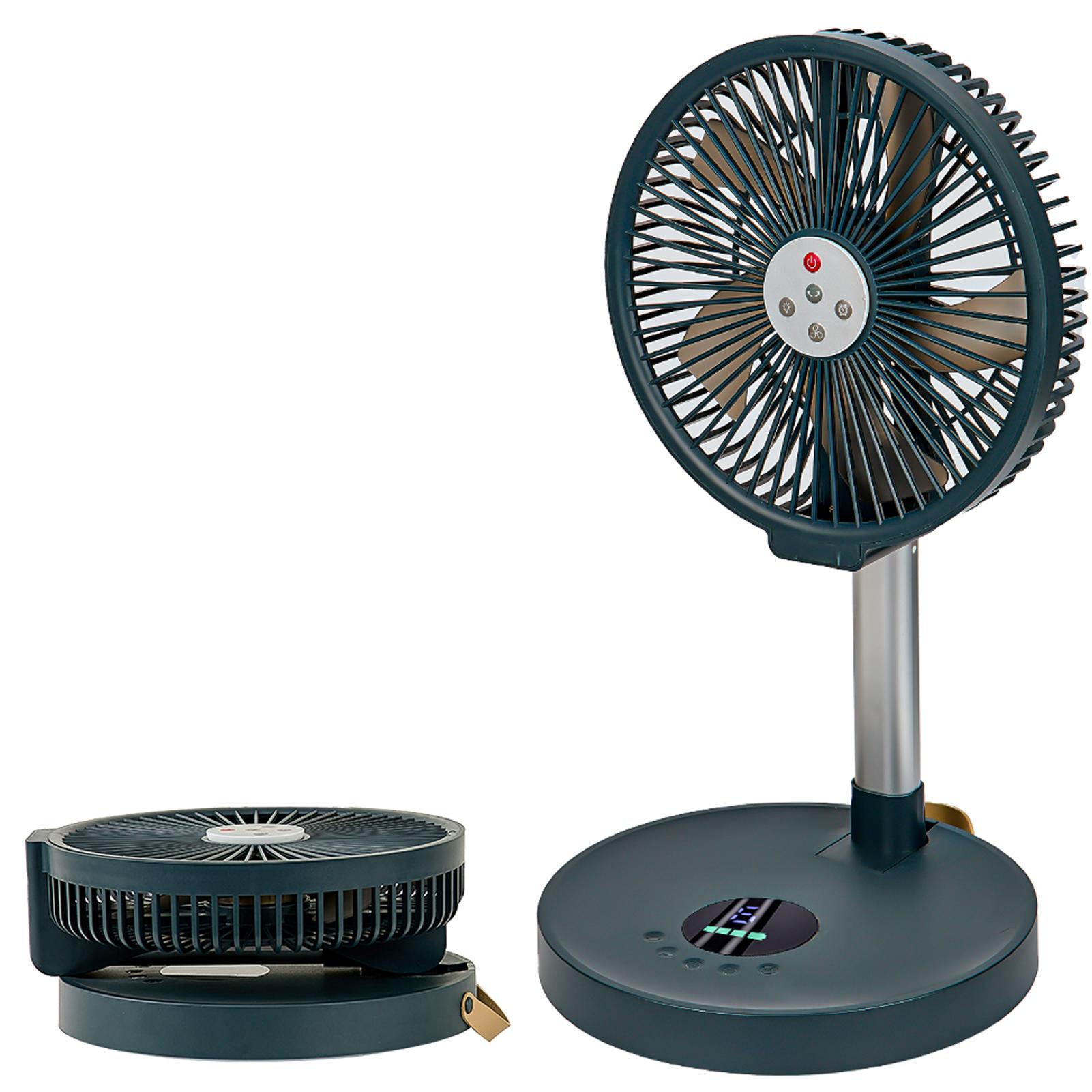 

Remote control folding fan home bedroom outdoor camping fan silent LED night light left and right shaking 10 inch 7200mAh fan