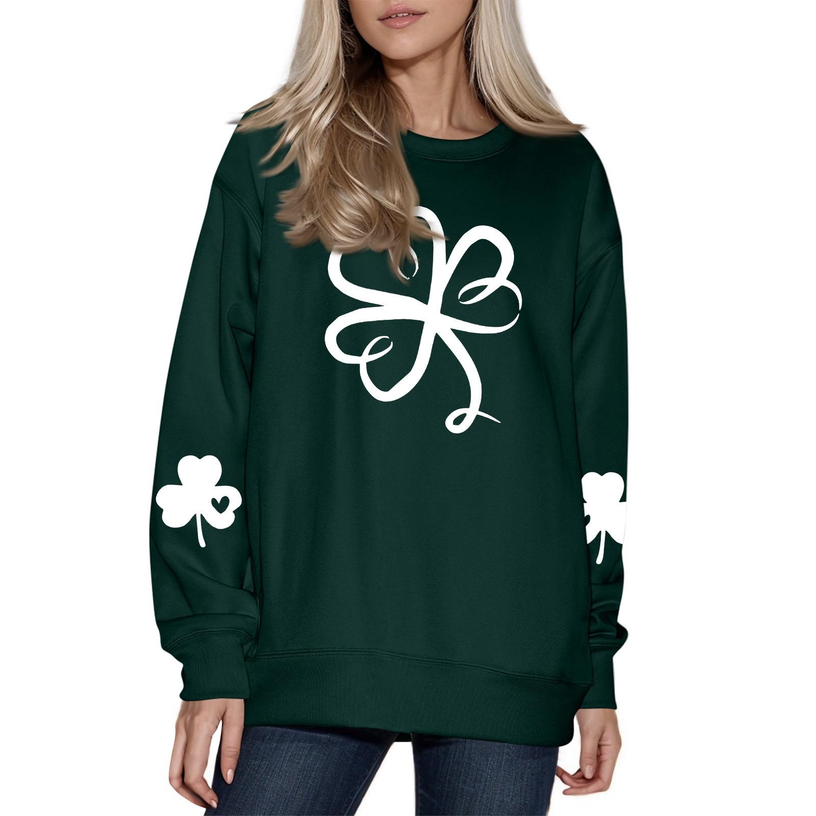 

Женская модная повседневная толстовка с длинным рукавом и круглым вырезом S зелёный