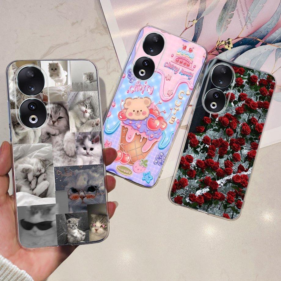 Para Honor 90 / Honor 90 Lite 90 Pro 90 Smart Case Funda de Silicona Suave Elegante de Lujo Hermosa Flor de Cerezo Fundas Tapa Transparente