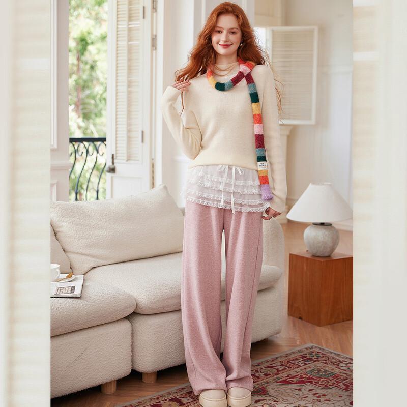 Bailuyu Women's 100% Merino Wool Stand-Up Collar Knit Sweater