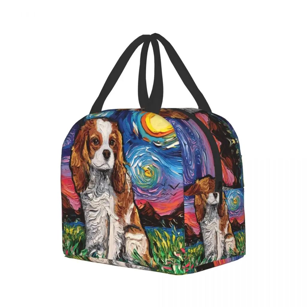 Dog Cavalier King Charles Spaniel Insulated Lunch Bag Resuable Cooler Thermal Lunch Box for Women Kid Picnic Travel