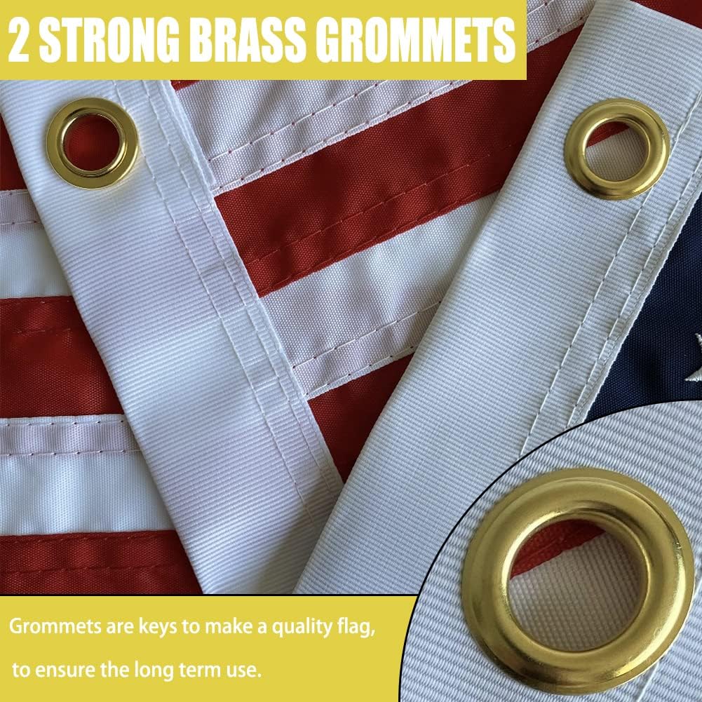 Embroidered Stars Boat Flag 12x18 Inch - American Boat Flag Kit with 4 Clips Heavy Duty Nylon Sewn Stripes US Pontoon Boat Marine Flags Banner with 2