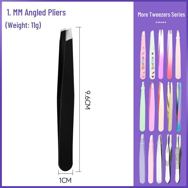 Nylans Angled Tip Stainless Steel Tweezers - Precision Eyebrow & Beard Grooming Tool
