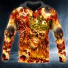 Men Hoodies 3D Print Horror Flaming Skull Graphic Fashion New Style Casual Pullover  Personality Oversize Men’s Clothing Tops