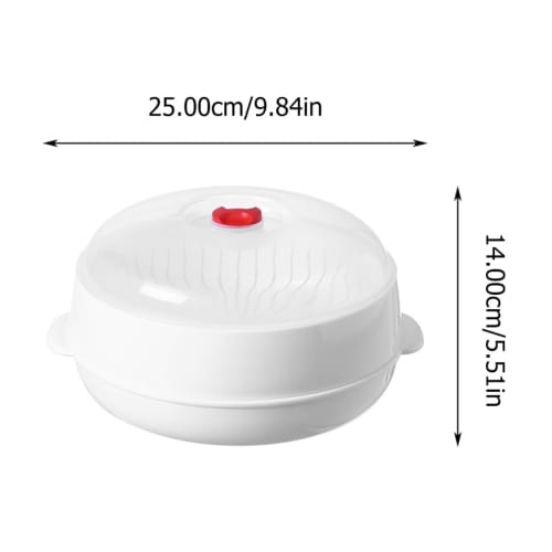 BEBEMOKO Microwave Steamer with Clear Lid, Steaming Plate for Even Food Heating, Water Retention Design, Kitchen Cookware