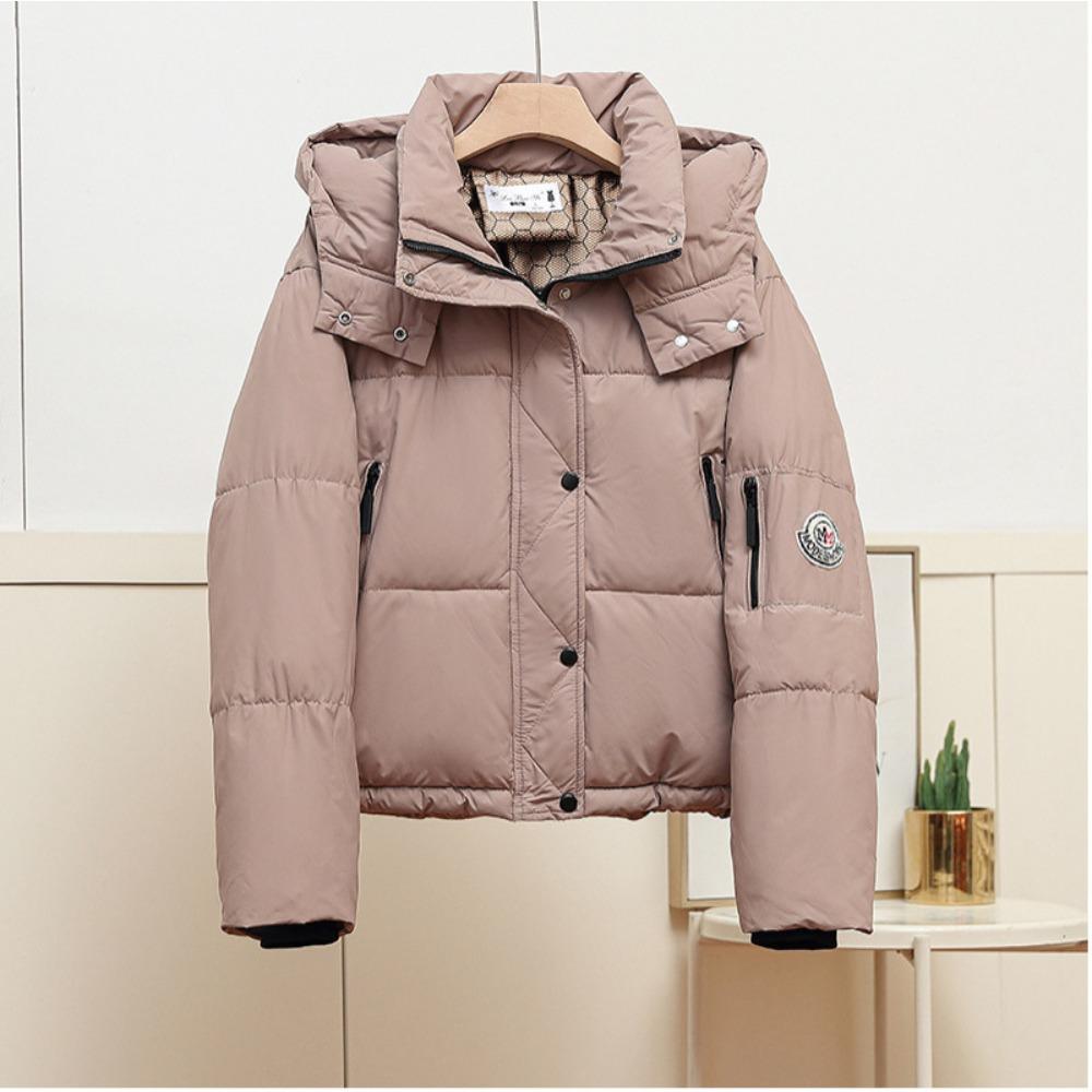 Short down padded jacket hooded leave-in solid color 2025 new small thickened warm winter jacket padded jacket