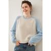 Women's Color Block Cashmere Sweater - Round Neck, Thick Knitwear for Autumn/Winter, Soft and Cozy Pullover
