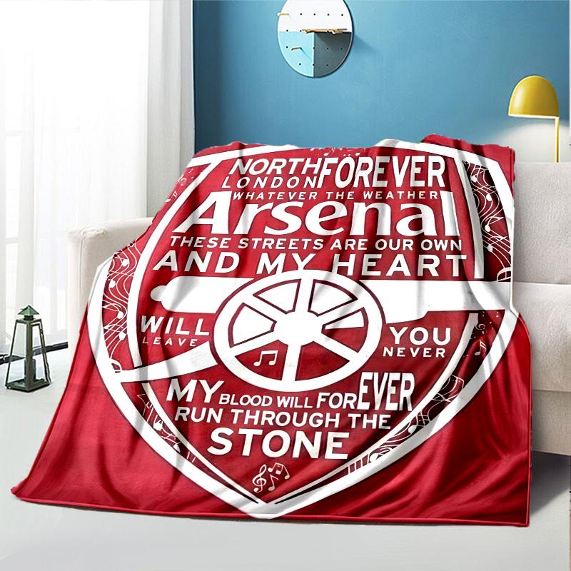 Arsenal F.C Pattern Blanket for Home Decoration, Bed, Sofa, Car Travel, Camping, Suitable for All Seasons, Birthday Christmas Gift