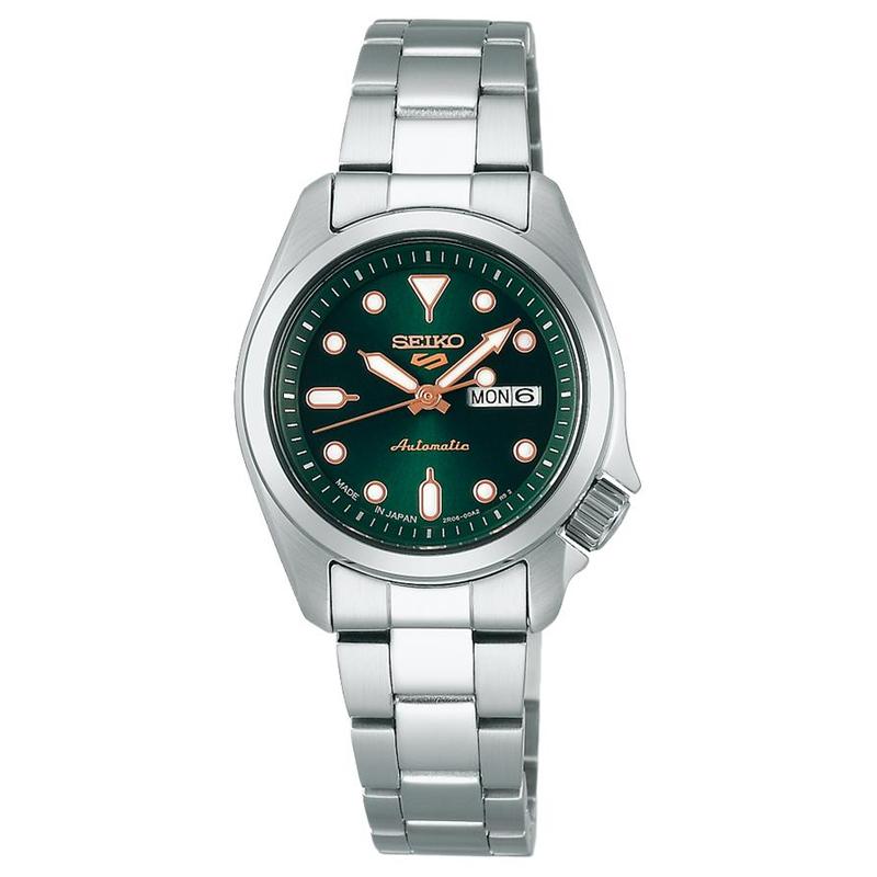 

SEIKO No. 5 series SKX series 100 meters waterproof calendar week calendar anti-magnetic Automatic Steel Strap 28mm women s watch green dial SRRA005 зелений